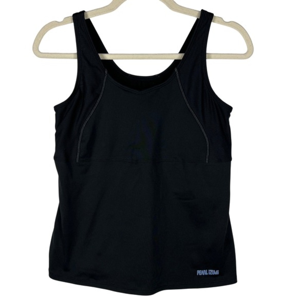 Pearl Izumi Cycling Tank Top Large Black Mesh Shelf Bra Rear Pocket Athletic